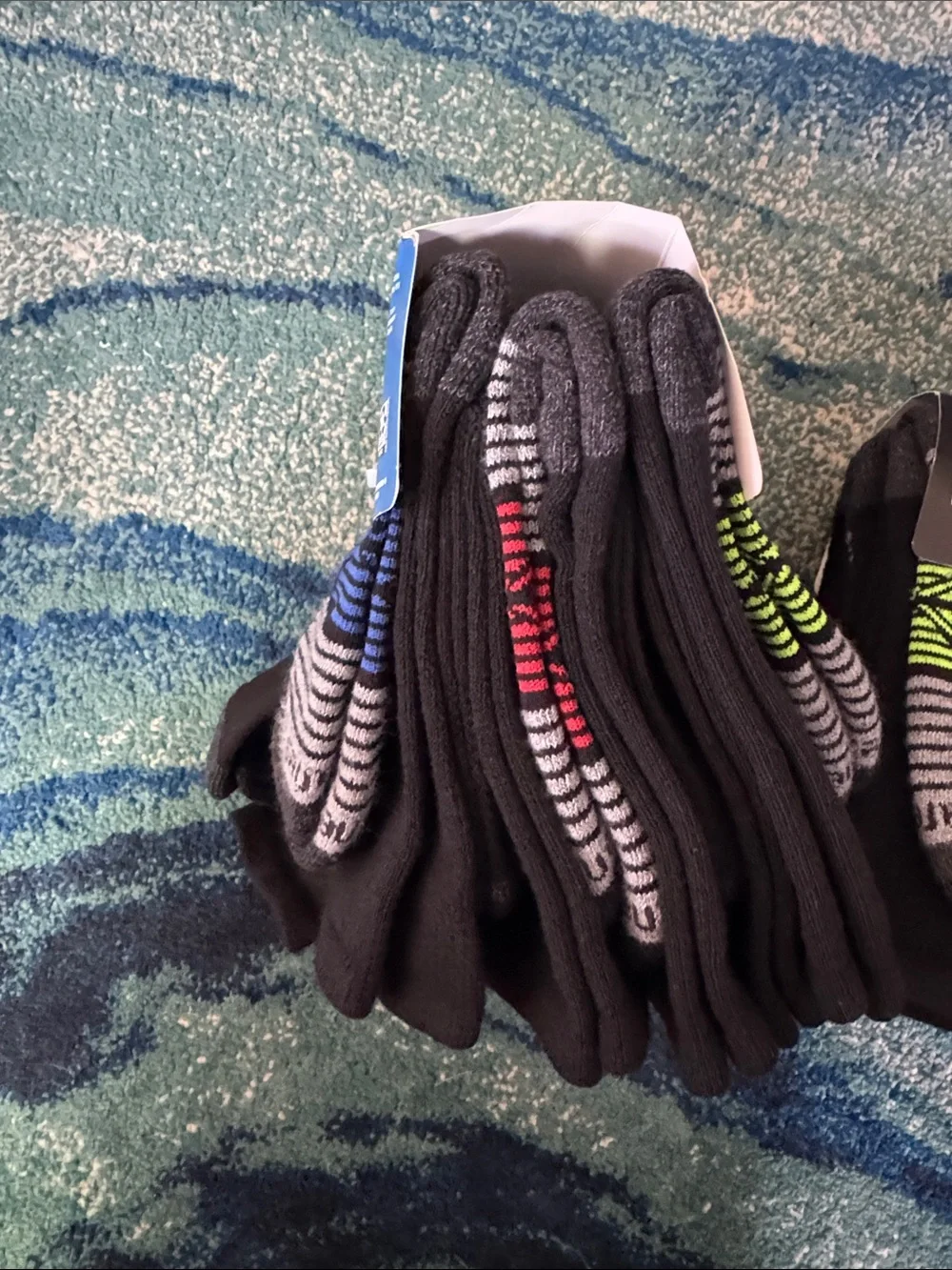 New, Hanes Boys' Ultimate Crew Socks 20-Pack - Black, Gray & Neon Green Accent